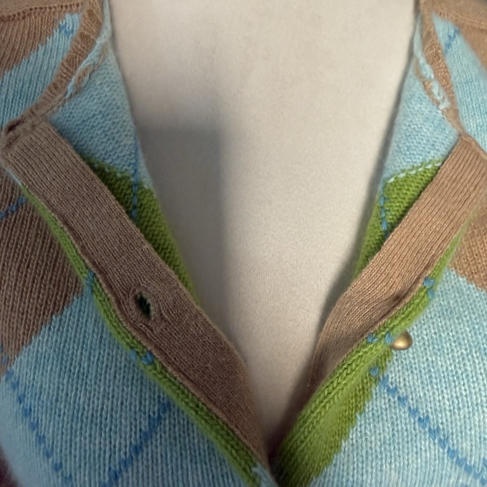 J.Crew Vintage Cardigan Merino Wool/ Angora / Cashmere Argyle Preppy Academia S - Picture 7 of 15